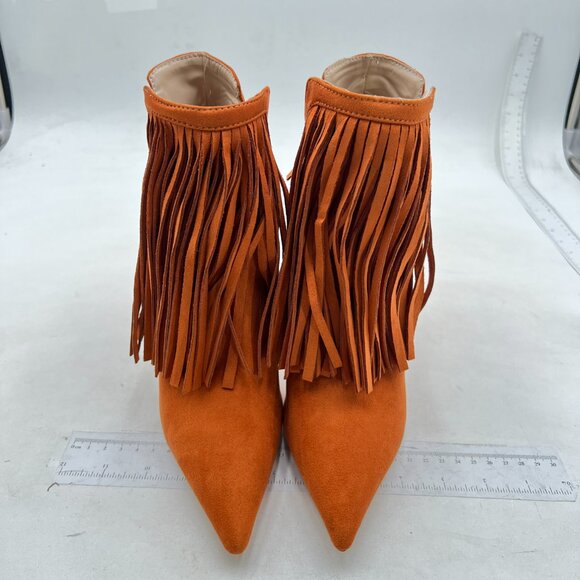 YDN Women Stiletto High Heel Tassels Ankle Boots Pointed Toe Elastic ,Suede Boot - Picture 4 of 8